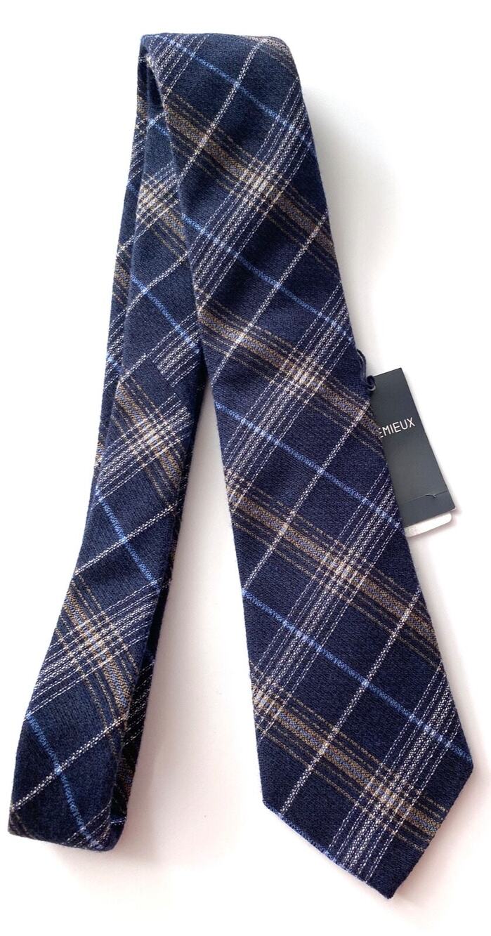 Daniel Cremieux Neck Tie Nwt Silk Wool Made in Italy 3.5" Wide Blue Plaid Tie